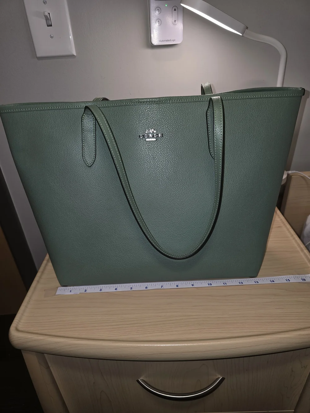 COACH CR111 Light Green Leather City Tote Large Shoulder Bag *please Read*